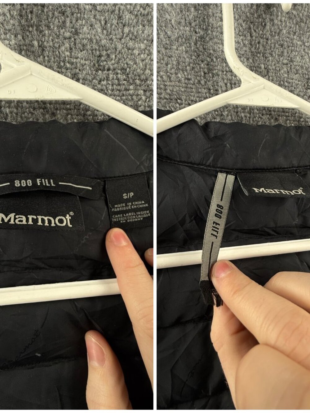 Marmot 800 Down Fill Puffer Jacket Insulated Women Black Full Zip Small Logo - Picture 15 of 16